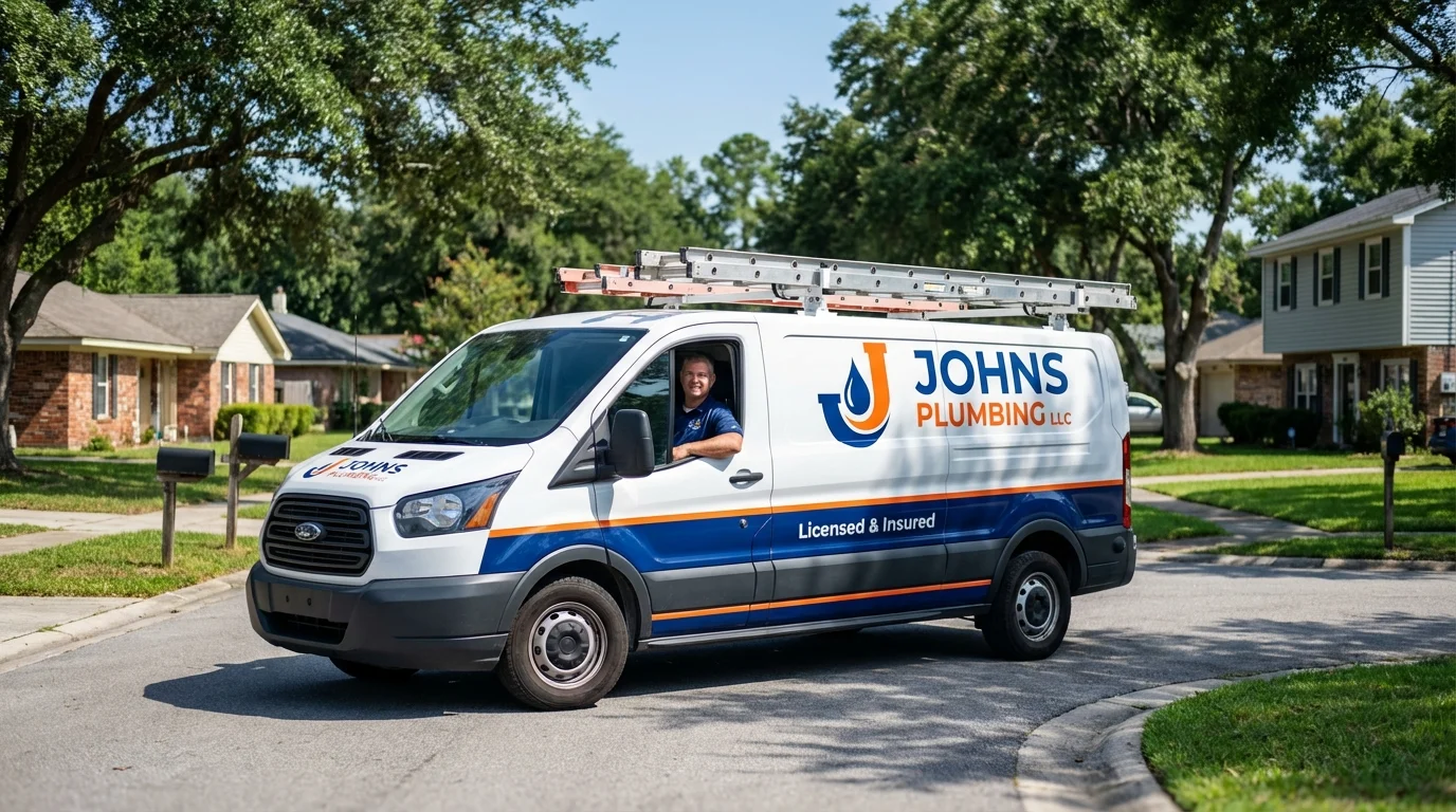 Johns Plumbing LLC service van in Arkoma, OK