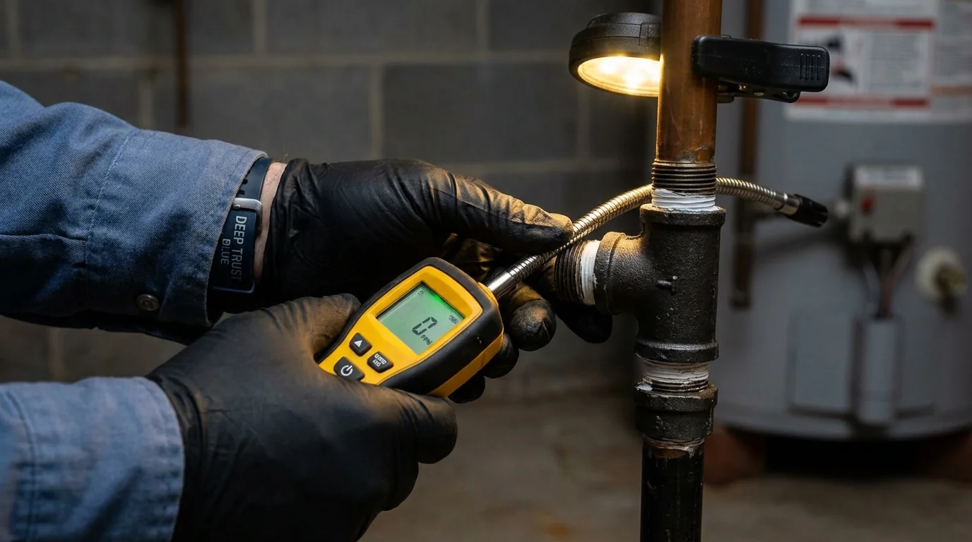 Gas leak detection with electronic sniffer by Johns Plumbing LLC in Arkoma